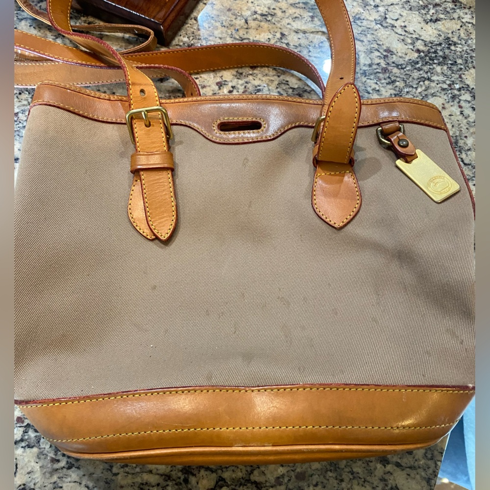 Dooney & Bourke Tan and Brown Shoulder Bag